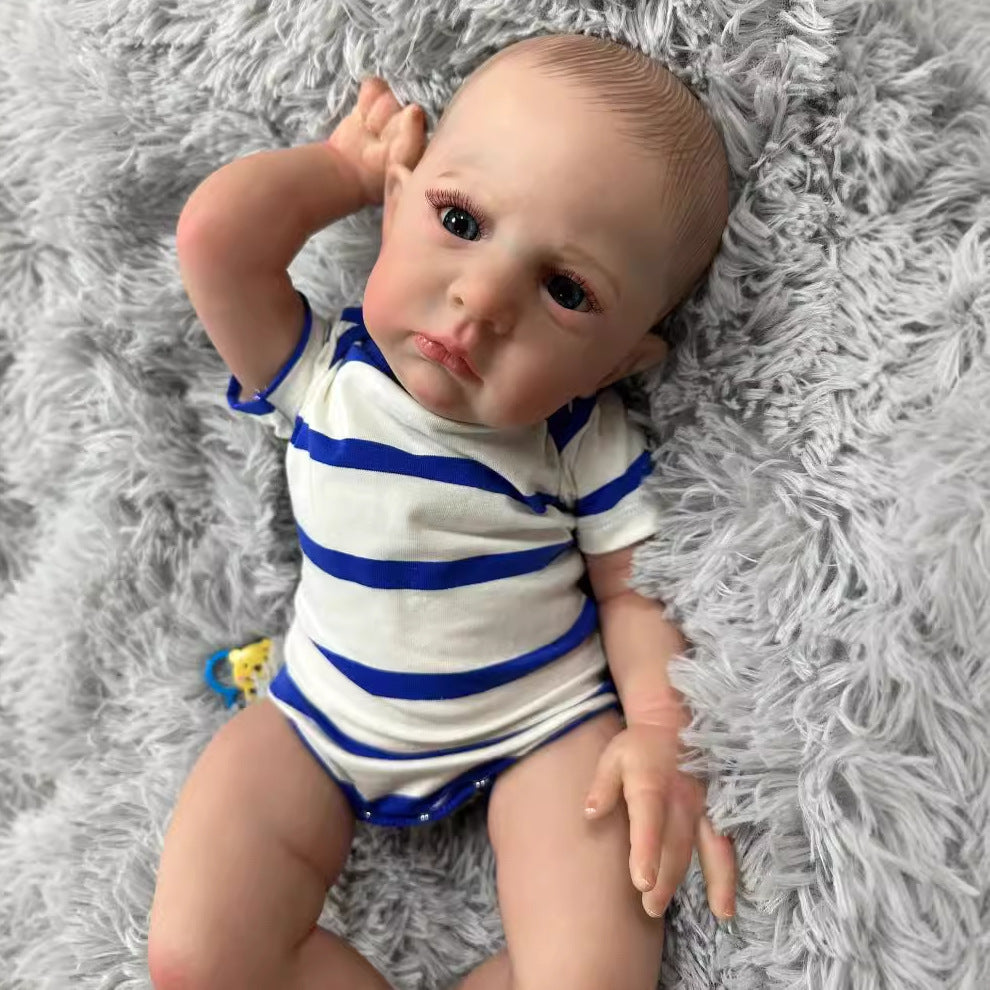 Muñeca bebé Reborn realista de 23 pulgadas con cuerpo de tela suave, piel con venas en 3D, muñeca recién nacida hecha a mano, juguete de regalo para niñas pequeñas y coleccionistas