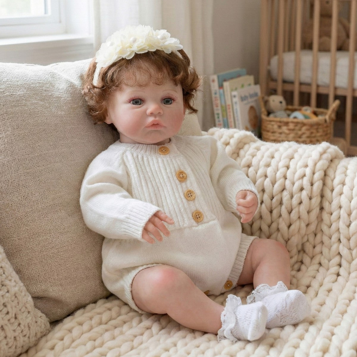 Muñeca Rebirth de 45 cm (18 pulgadas) con implante de cabello, cuerpo de tela, bebé de simulación