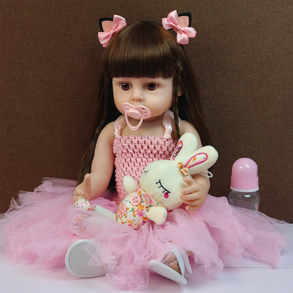 Muñeca Reborn de 22 pulgadas con cuerpo completo de vinilo y sensor de sonido, juguete de compañía interactivo, regalo perfecto para niños y coleccionistas adultos en días especiales
