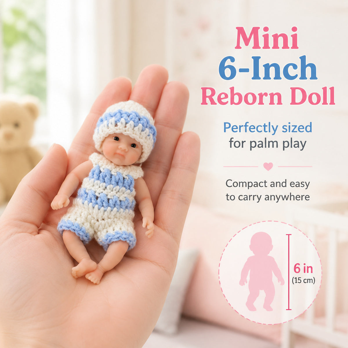 Muñeca bebé reborn de silicona sólida de 6 pulgadas, juguete infantil elástico de tacto real para regalo