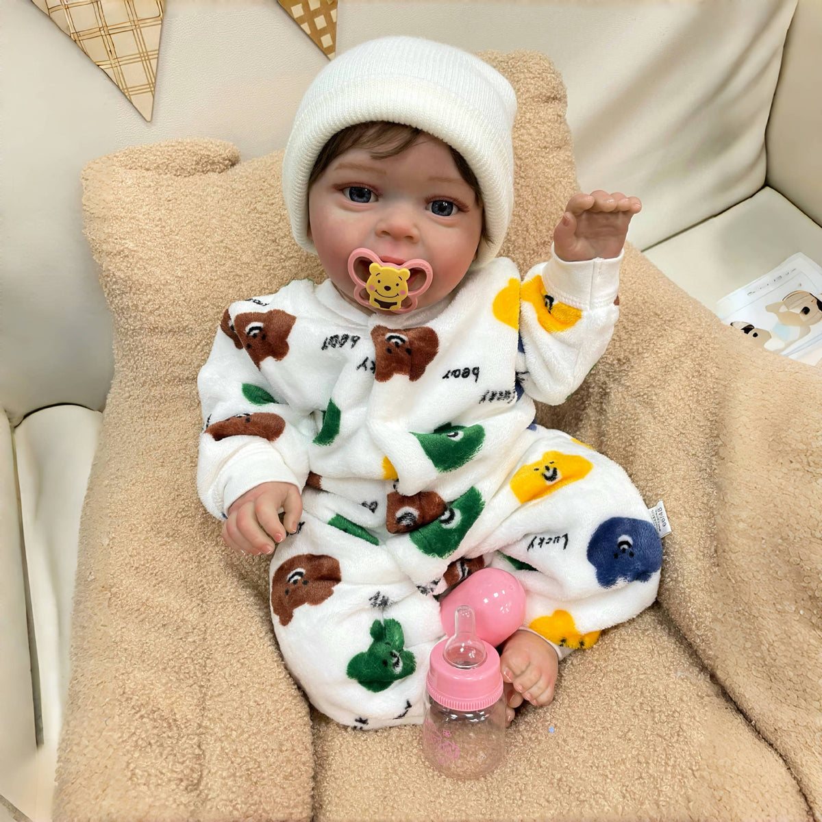 Muñeca bebé Reborn realista de 23 pulgadas hecha a mano con cuerpo de tela, piel 3D realista, juguete para niñas pequeñas