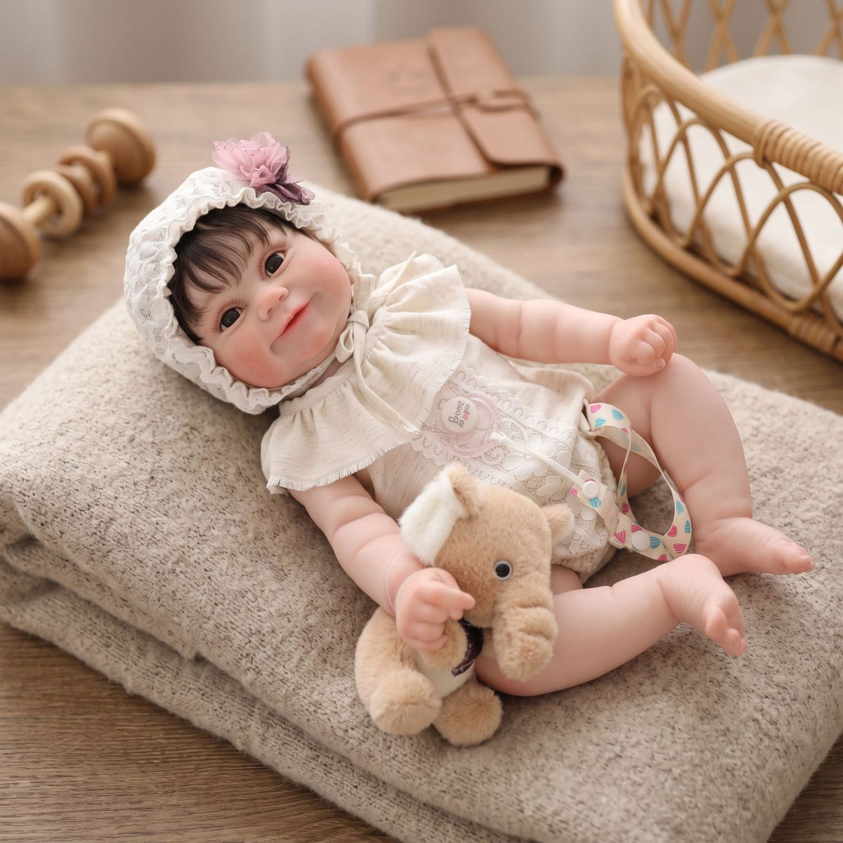Muñeca Reborn artesanal de 22 pulgadas, piel con venas 3D realistas y cuerpo completo de vinilo, muñeca bebé recién nacida hiperrealista, regalo de cumpleaños para niñas y coleccionistas