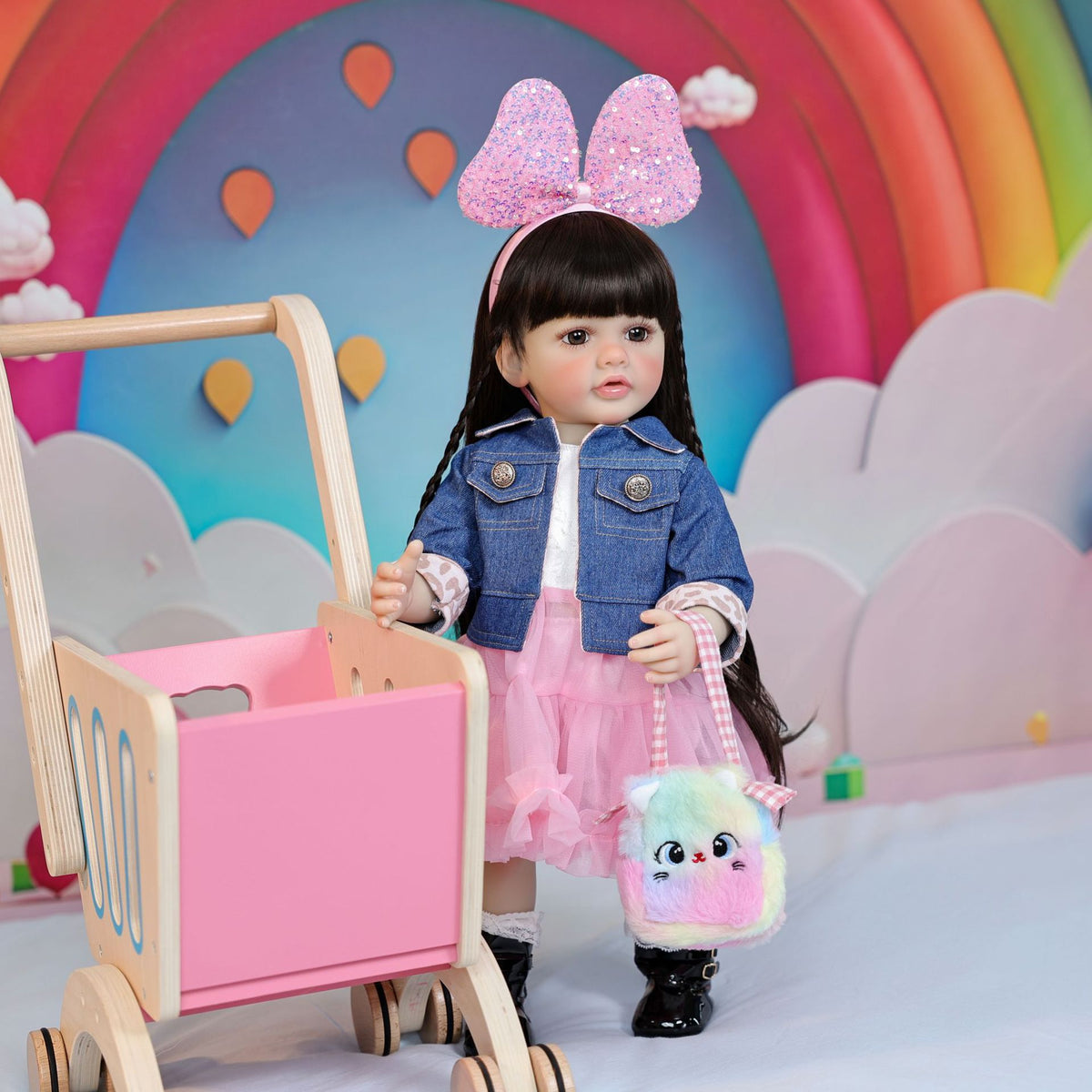 Muñecas reborn de 22 pulgadas, de cuerpo completo de vinilo, tipo toddler de pie, como regalo o adorno