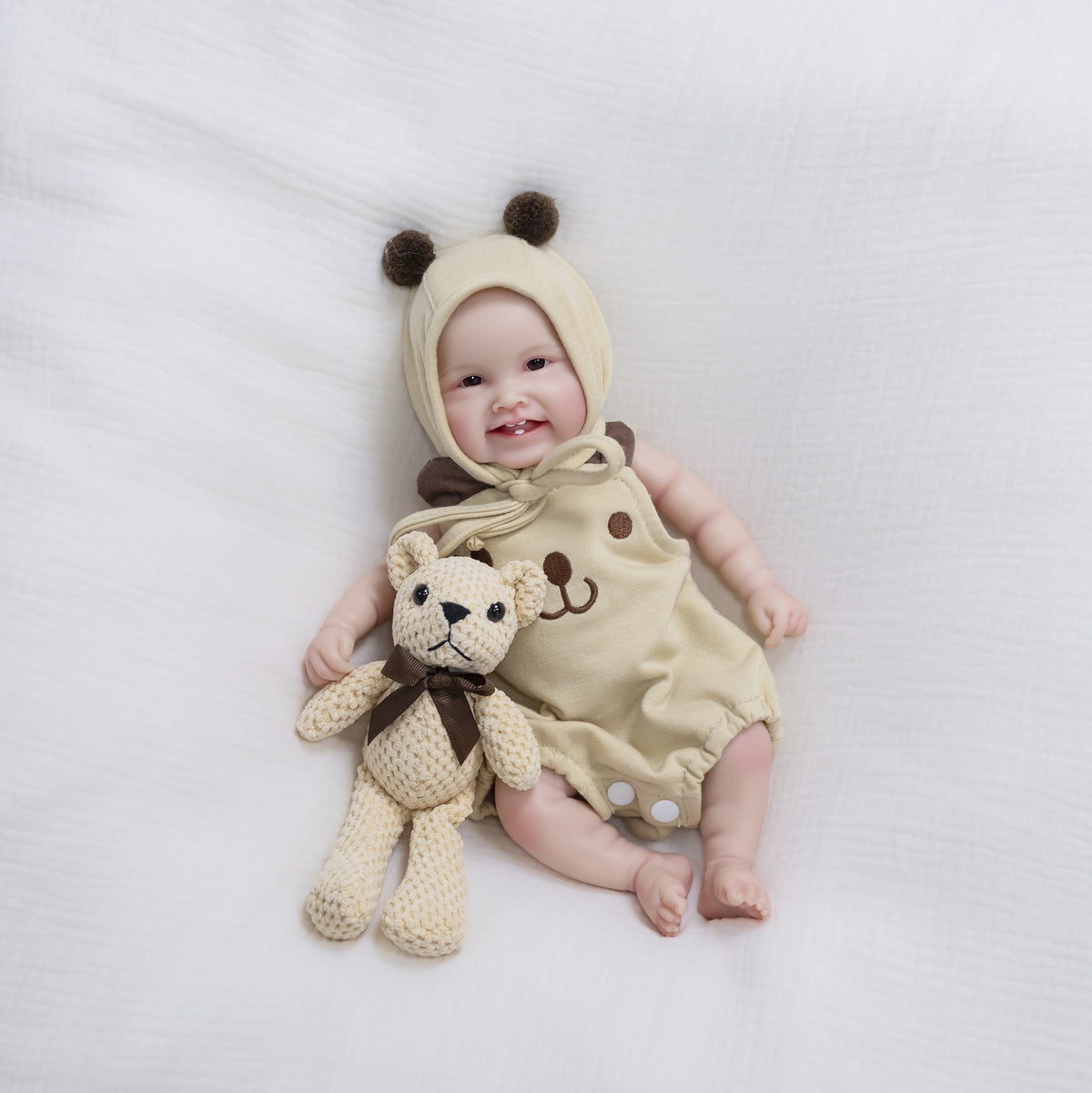 Muñeca bebé realista de 12 pulgadas con cuerpo de silicona, adorable diseño de carita sonriente, regalo ideal para festividades y cumpleaños de todas las edades