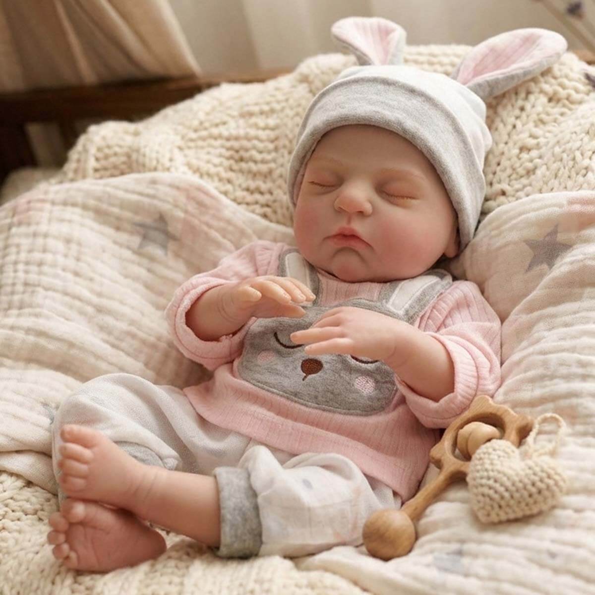 Muñeca Reborn de tela de 45 cm, bebé de simulación de altura y color