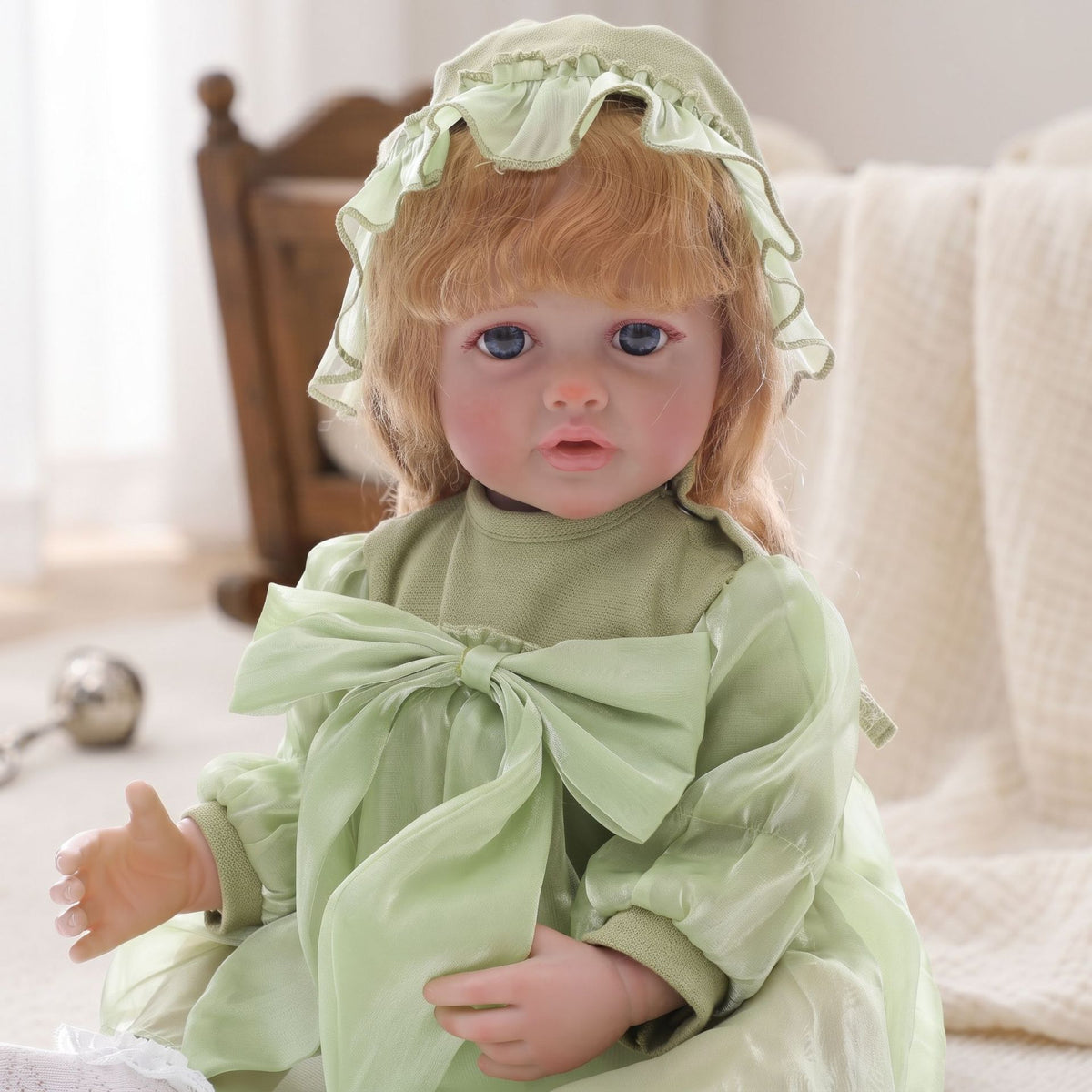 Muñeca Reborn de 22 pulgadas, cuerpo completo de vinilo ultrarrealista, extremidades flexibles y suaves, muñeca de compañía segura para niños