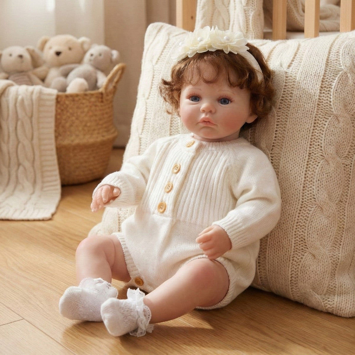 Muñeca Rebirth de 45 cm (18 pulgadas) con implante de cabello, cuerpo de tela, bebé de simulación