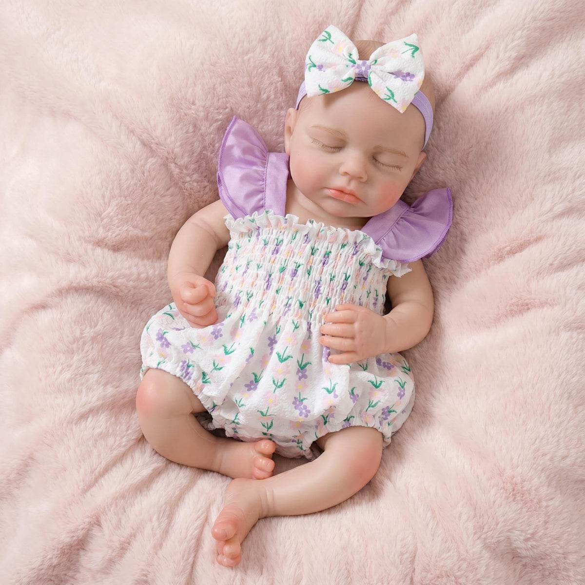 Muñeca Reborn de 18 pulgadas de silicona completa, suave conjunto floral de verano, regalo exclusivo de vacaciones para entusiastas de las muñecas Reborn