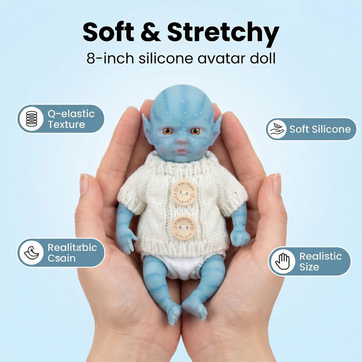 Muñeca reborn de avatar de silicona de 8 pulgadas