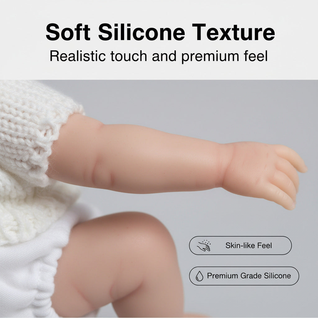 Gorro de lana blanco de 8 pulgadas para muñeca de simulación de silicona maciza
