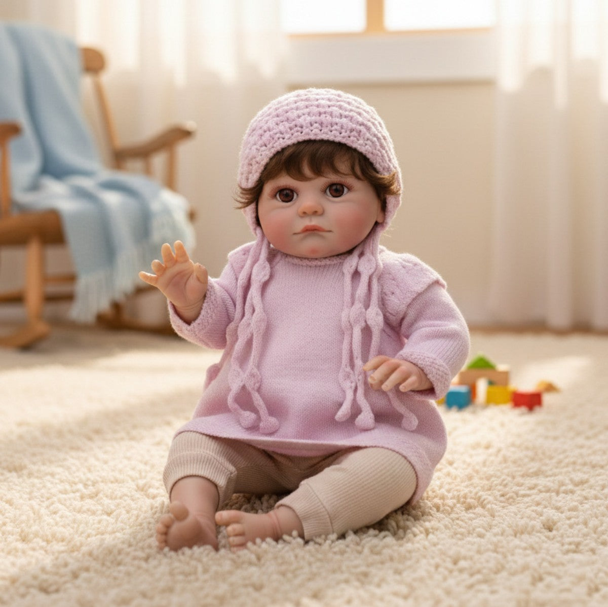 Muñeca reborn de 24 pulgadas con trasplante de cabello y cuerpo de tela, bebé humanoide simulado para juego infantil, regalo de vacaciones