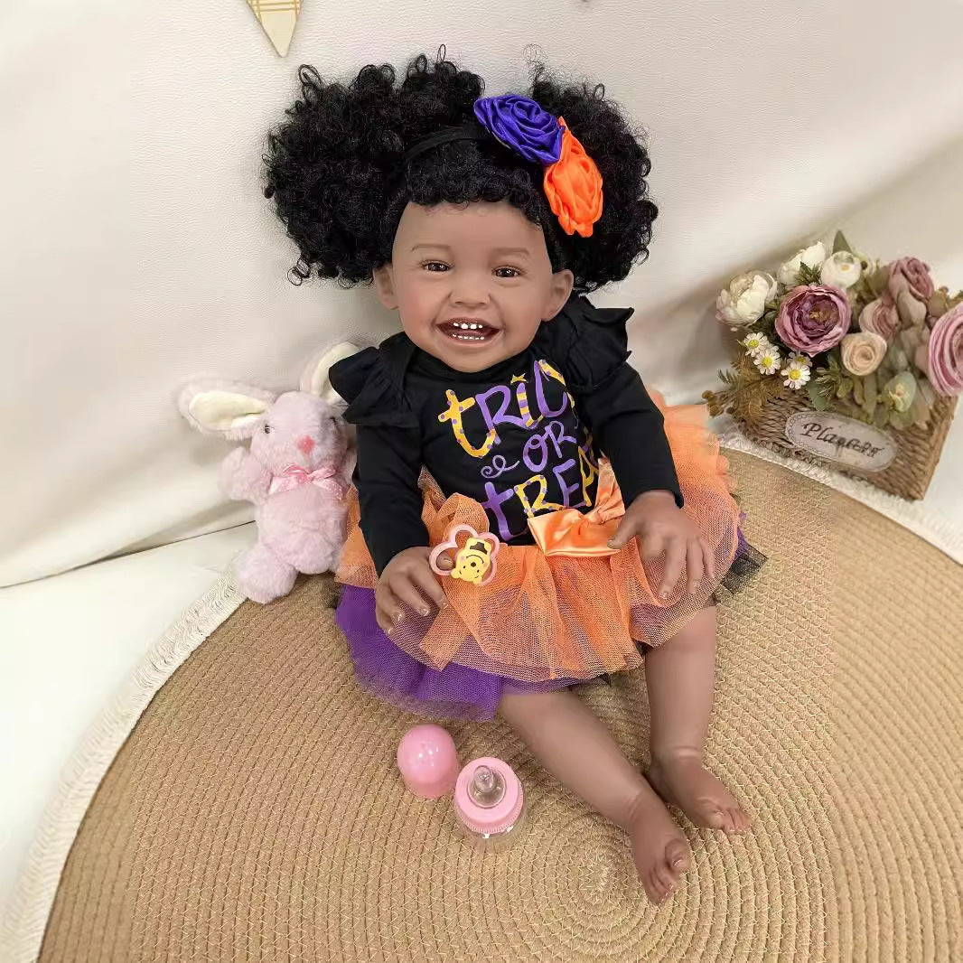 Muñeca Reborn hecha a mano de 23 pulgadas, realista, con cuerpo de tela, piel 3D, juguete para recién nacidos, regalo para niñas y coleccionistas de muñecas