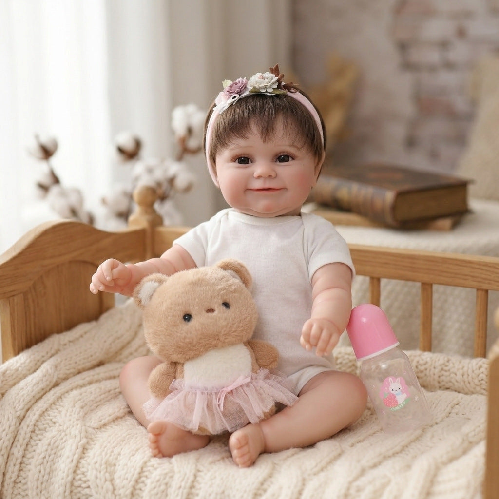 Muñeca reborn de 50 cm con simulación de trasplante de cabello, pintura exquisita, muñeca 3D hecha a mano con pintura exquisita