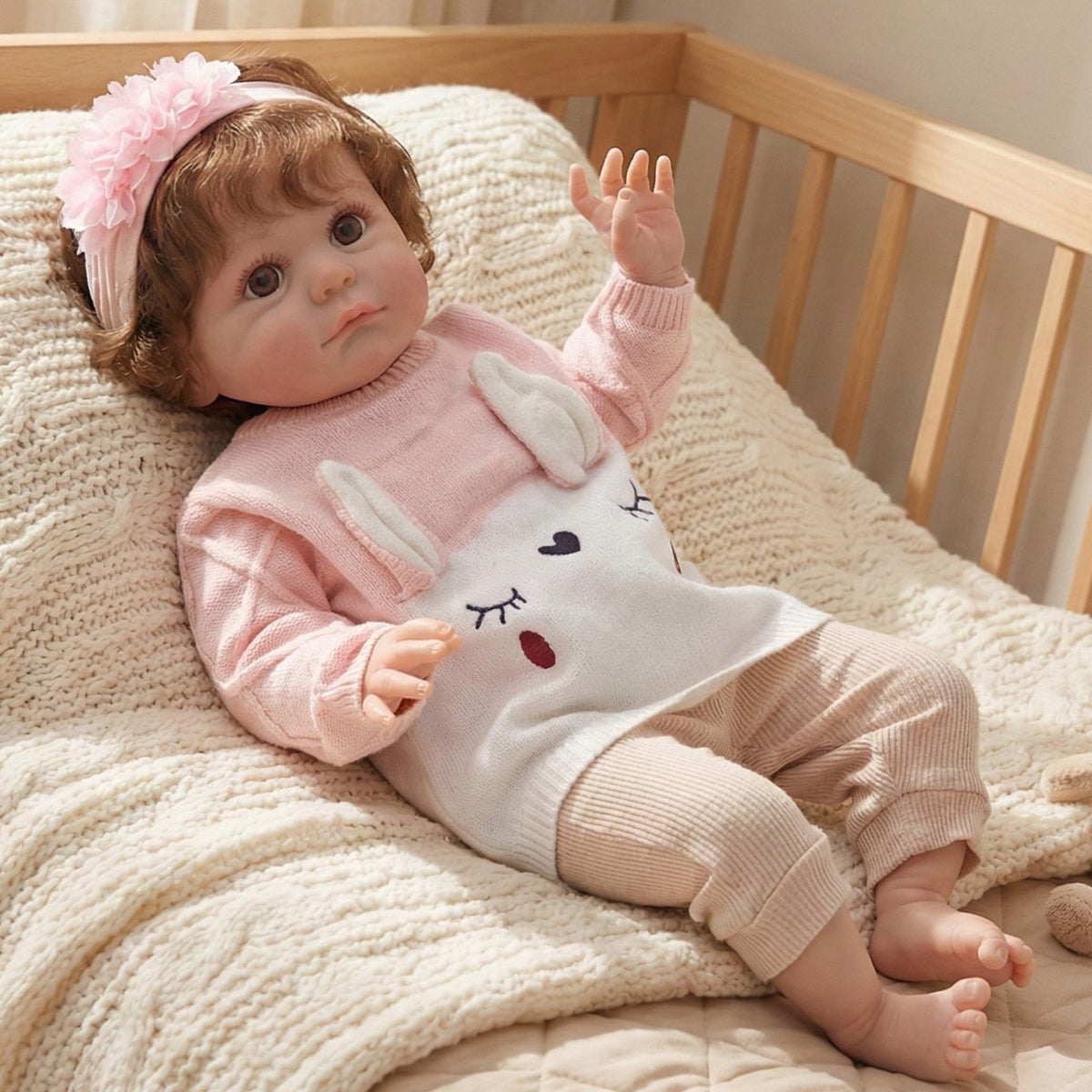Muñeca de 24 pulgadas con cabello injertado a mano y cuerpo de tela, regalo de colección de simulación humana para jugar a la casita