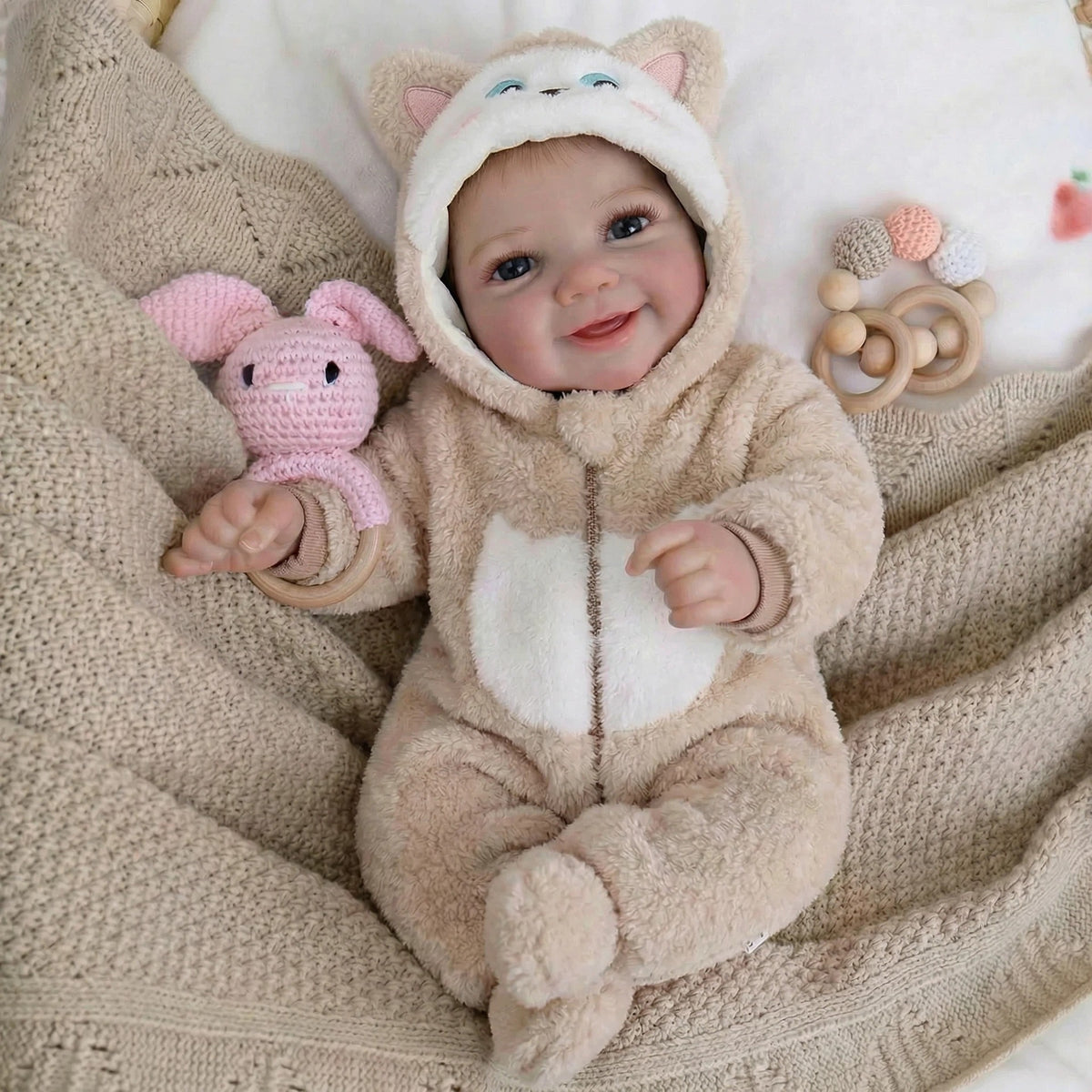 Muñeca reborn de vinilo completo Vivienne de 19 pulgadas con traje de felpa