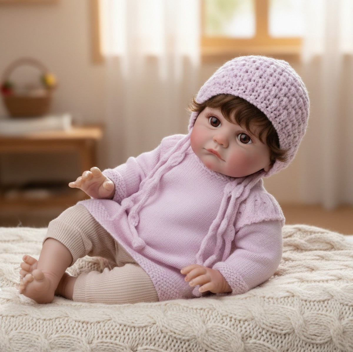 Muñeca reborn de 24 pulgadas con trasplante de cabello y cuerpo de tela, bebé humanoide simulado para juego infantil, regalo de vacaciones