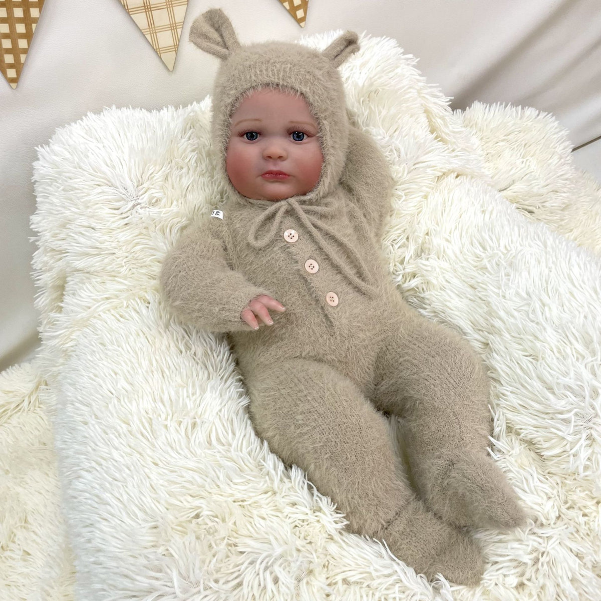 Muñeca bebé Reborn artesanal de 24 pulgadas, realista, con cuerpo de tela, piel 3D real, juguete para niños, regalo para niñas
