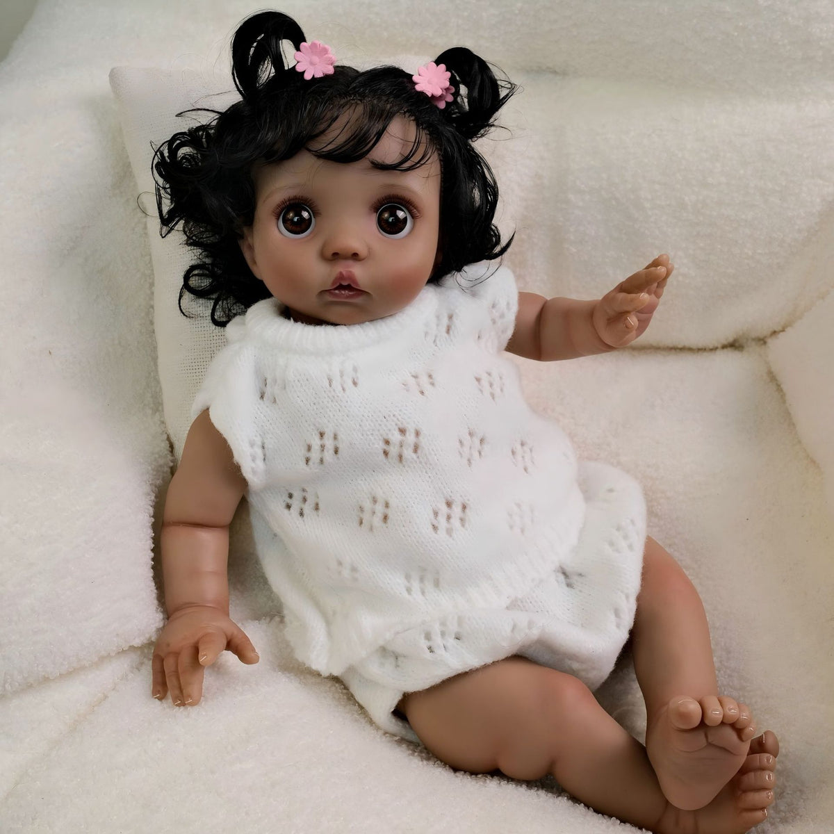Muñeca reborn de 16 pulgadas con cuerpo de tela, conjunto de punto transpirable, regalo sorpresa premium para fiestas de cumpleaños y celebraciones de temporada festiva