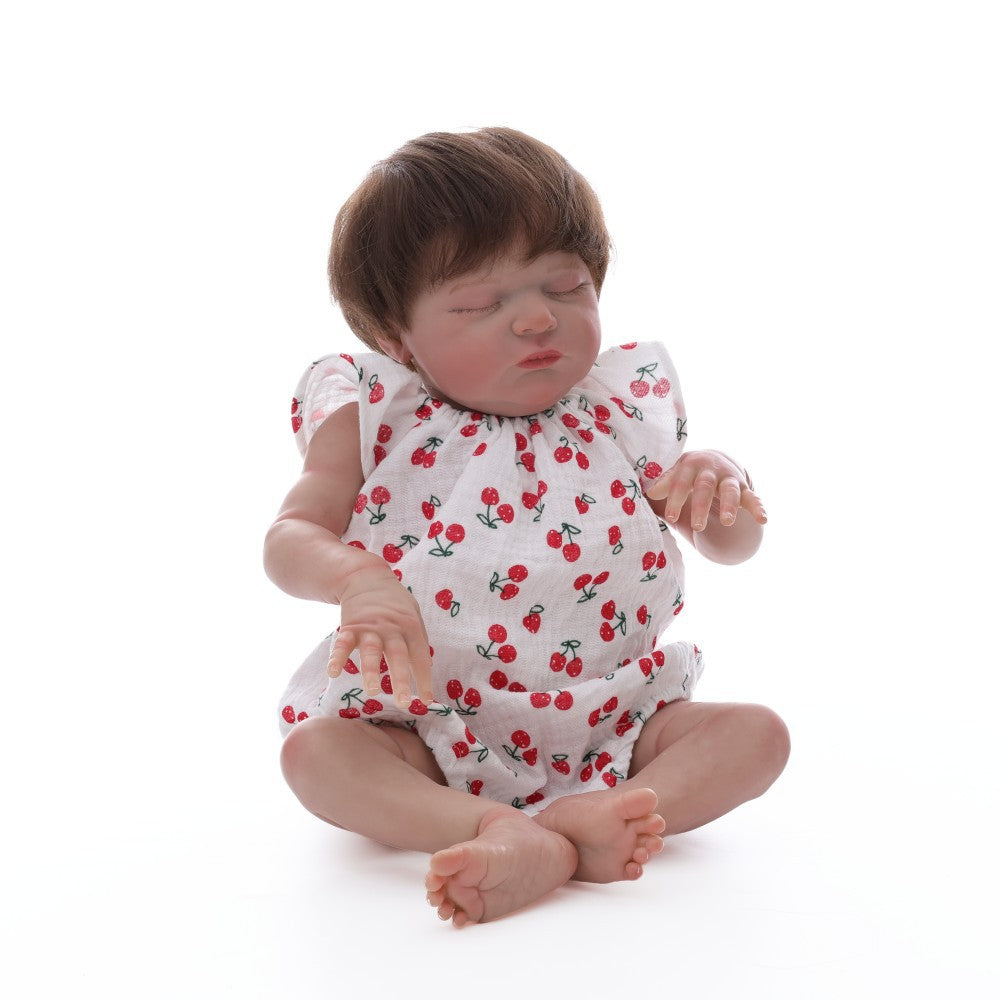Muñeca de renacimiento de 50 cm, niña con trasplante de cabello, cuerpo de tela, muñeca de bebé de simulación, juego de vestir, compañera de juegos en casa