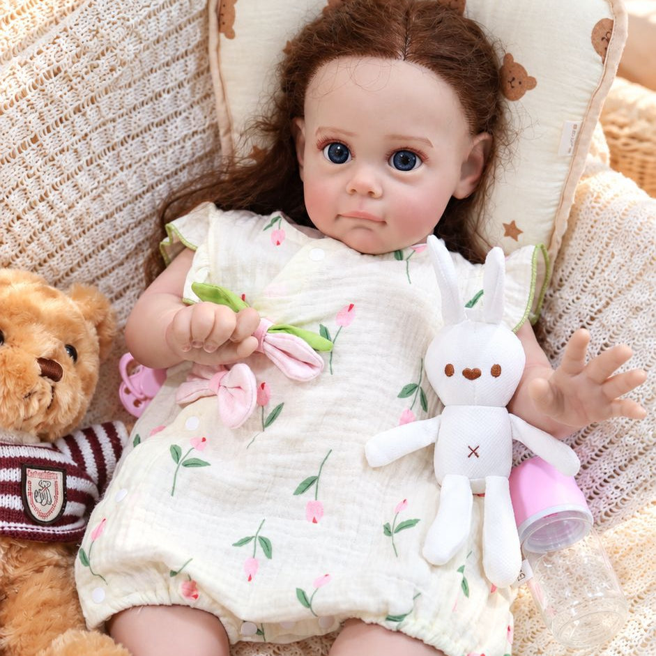24 inch reborn simulated doll with cloth body and feel, can be used as a birthday gift or a gift for various festivals for children.