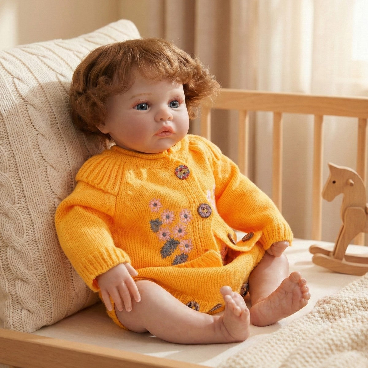 Muñeca bebé de simulación Reborn de 45 cm con trasplante de cabello