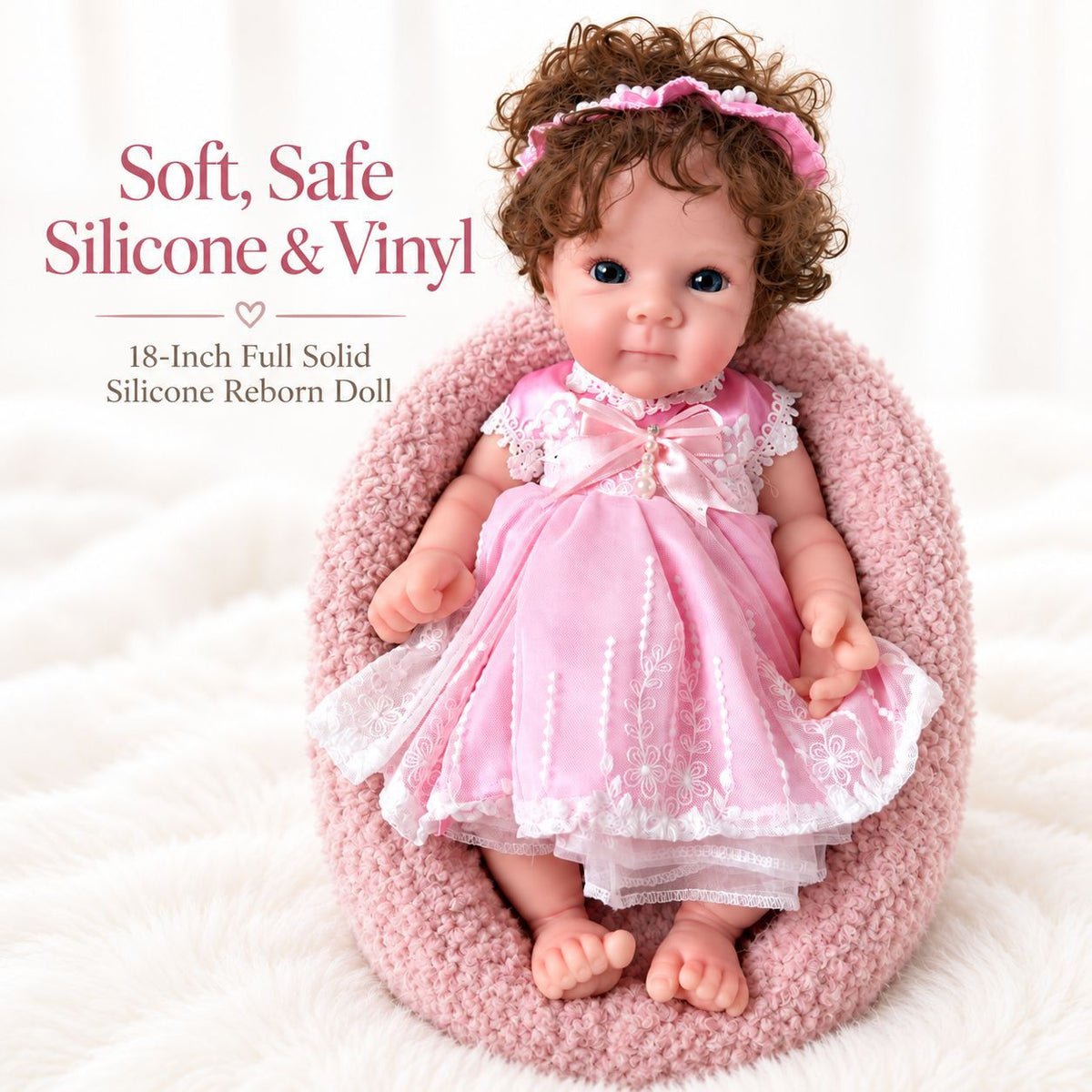18 inch silicone reborn doll solid silicone girl doll bathable toy gift