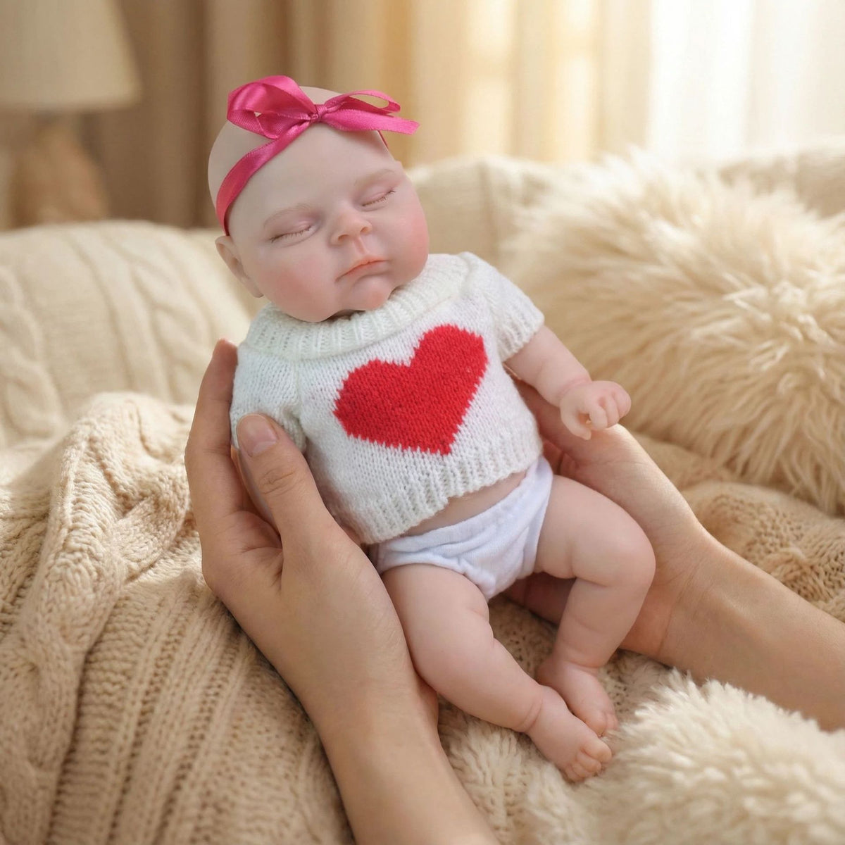 Muñeca reborn de silicona sólida de 12 pulgadas, modelo Pascale, en forma de corazón rojo, para regalo de Navidad para niños