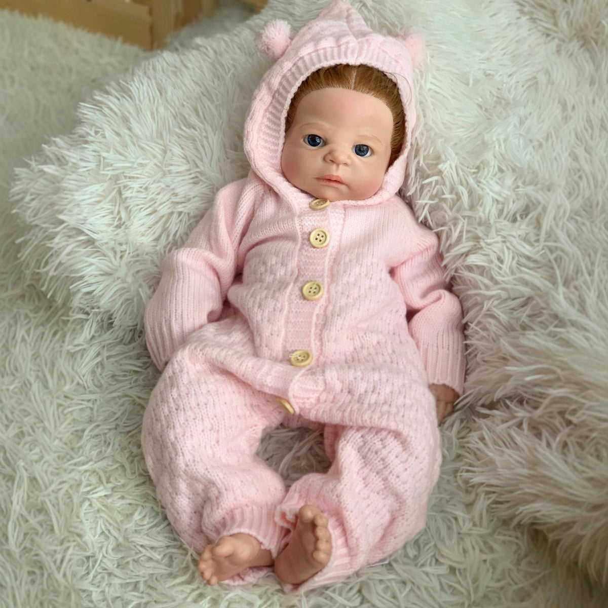 Muñeca Reborn de silicona sólida de 22 pulgadas, realista, recién nacida, con conjunto de punto rosa y biberón, juguete para niña, regalo de colección