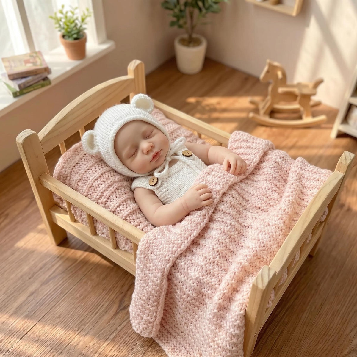 Muñeca de silicona sólida de 12 pulgadas, con conjunto de oso tejido a mano de género neutro, selección de regalo perfecta para baby shower, Acción de Gracias, Día de San Valentín y diversas celebraciones festivas