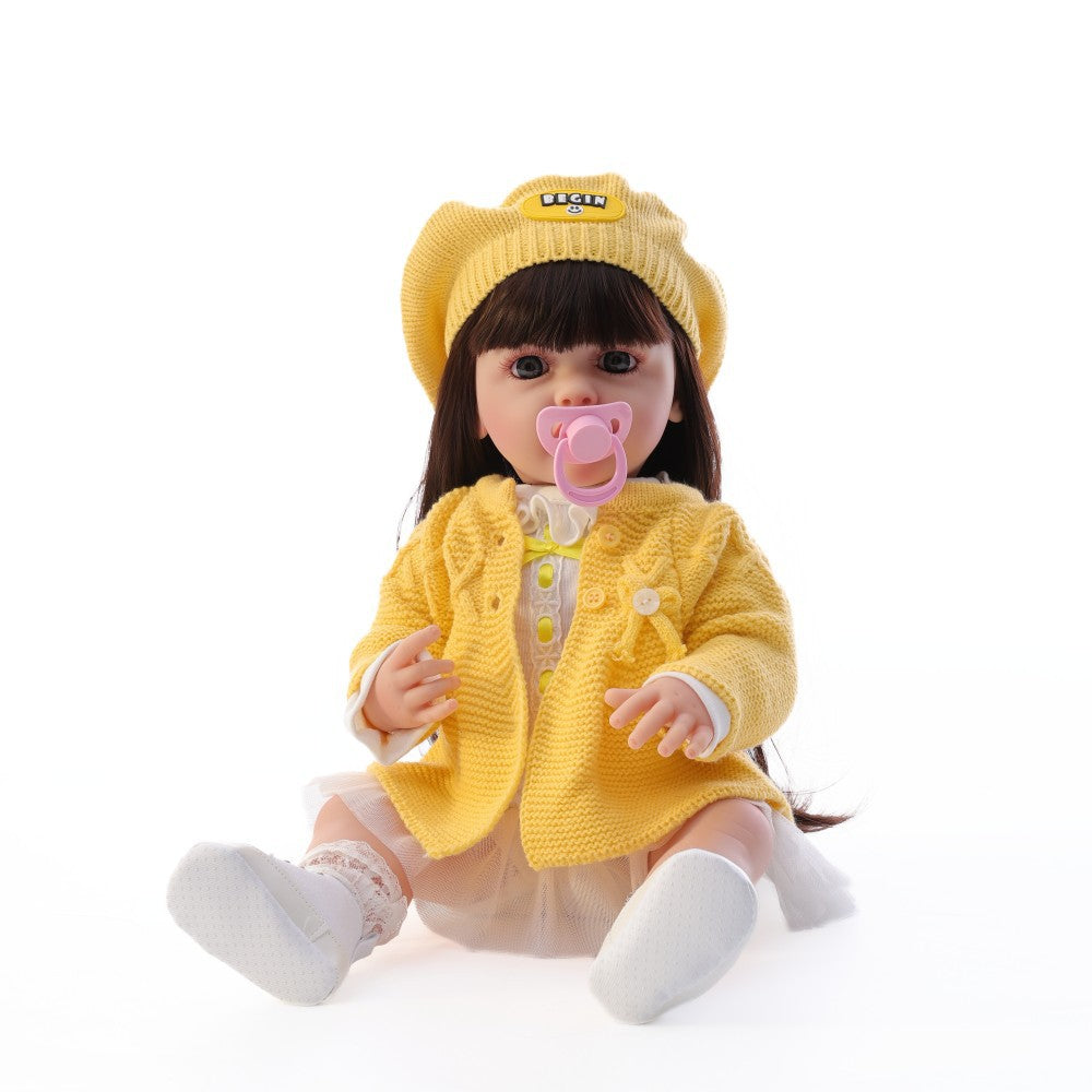 Muñeca bebé de simulación de 22 pulgadas, de plástico completo, que ríe y llora, con diálogo, estilo renacido