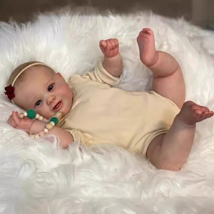 Muñeca bebé Reborn realista de 24 pulgadas con cuerpo de tela, niña recién nacida, cabello pintado a mano para regalo
