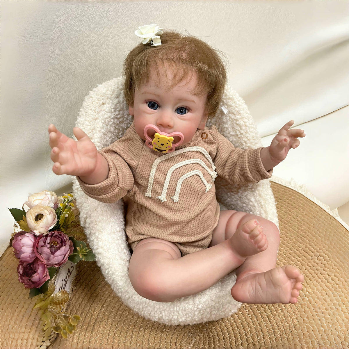 Muñeca Reborn realista de 23 pulgadas con cuerpo de tela, piel con venas 3D, juguete de regalo hecho a mano para niñas pequeñas y coleccionistas