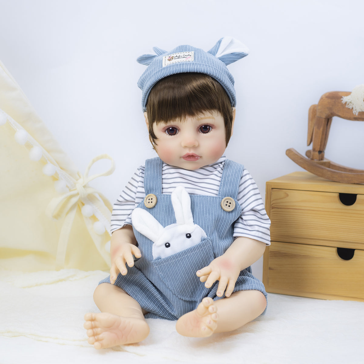 Muñeca bebé realista de 18 pulgadas con cuerpo de vinilo, sorpresa ideal para las fiestas, adorable regalo de recuerdo para reuniones de cumpleaños y tiempo en familia durante las festividades