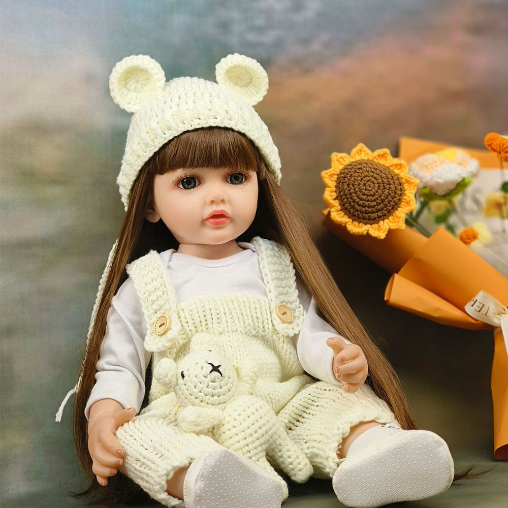 Muñeca Reborn de 22 pulgadas con cuerpo completo de vinilo y sensor de sonido, juguete de compañía interactivo, regalo perfecto para niños y coleccionistas adultos en días especiales