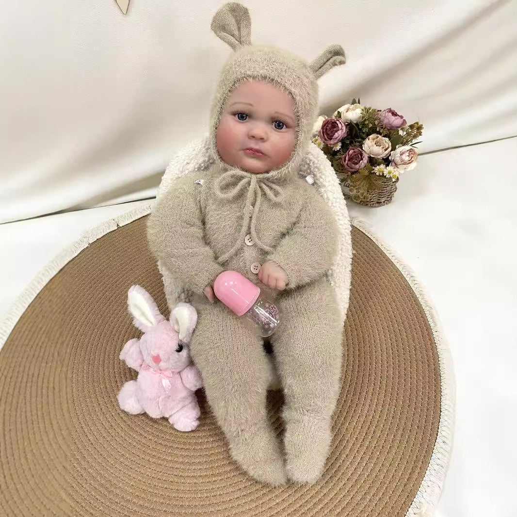 Muñeca bebé Reborn artesanal de 24 pulgadas, realista, con cuerpo de tela, piel 3D real, juguete para niños, regalo para niñas