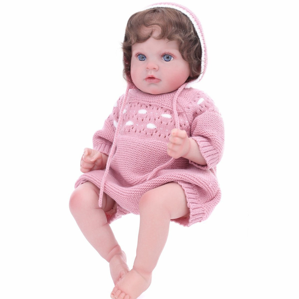 Muñeca reborn de 55 cm, simulación de bebé con cabello injertado, hecha a mano, exquisita muñeca pintada en 3D
