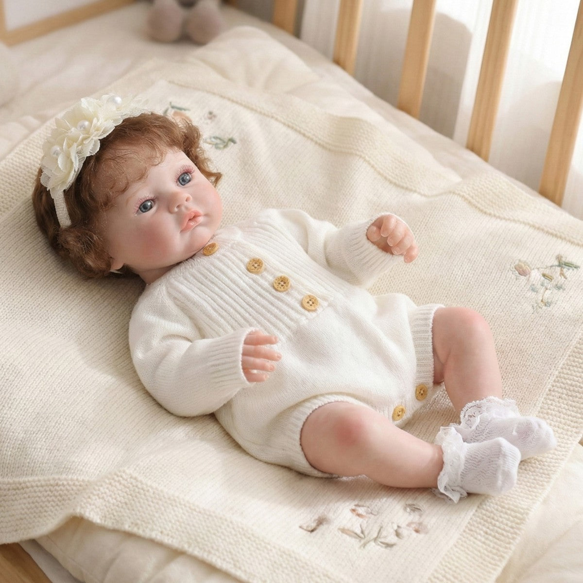 Muñeca Rebirth de 45 cm (18 pulgadas) con implante de cabello, cuerpo de tela, bebé de simulación