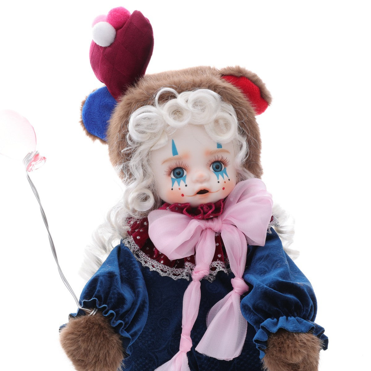 Muñeca de payaso vintage de 13 pulgadas (33 cm) con rostro de cerámica, exquisita, juguete, regalo de alta gama, artículo de colección, decoración, adorno