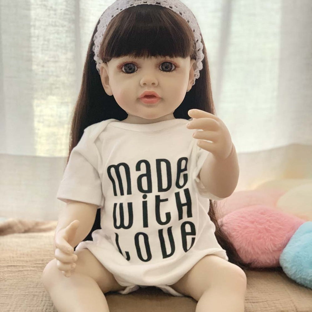 Muñeca Reborn de 22 pulgadas con cuerpo completo de vinilo y sensor de sonido, juguete interactivo para niños y adultos, opción de regalo para cumpleaños y festividades