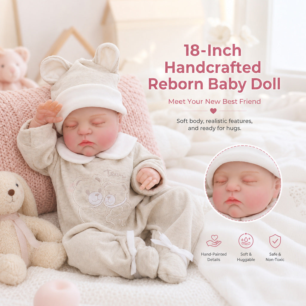 Regalo exclusivo de vacaciones, muñeca Reborn de 18 pulgadas con lazo rosa, cálida sorpresa para fiestas de cumpleaños