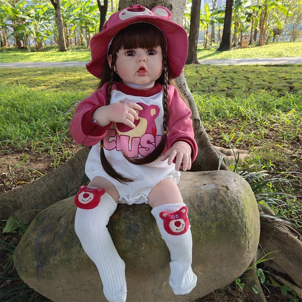 Muñeca Reborn realista de 24 pulgadas con ojos grandes y cuerpo de tela, regalo de vacaciones para niñas y coleccionistas