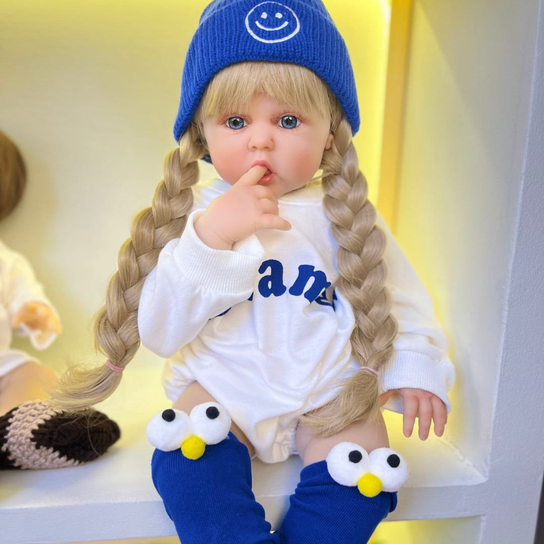 Muñeca Reborn realista de 24 pulgadas con ojos grandes y cuerpo de tela, regalo de vacaciones para niñas y coleccionistas