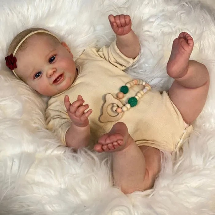 Muñeca bebé Reborn realista de 24 pulgadas con cuerpo de tela, niña recién nacida, cabello pintado a mano para regalo