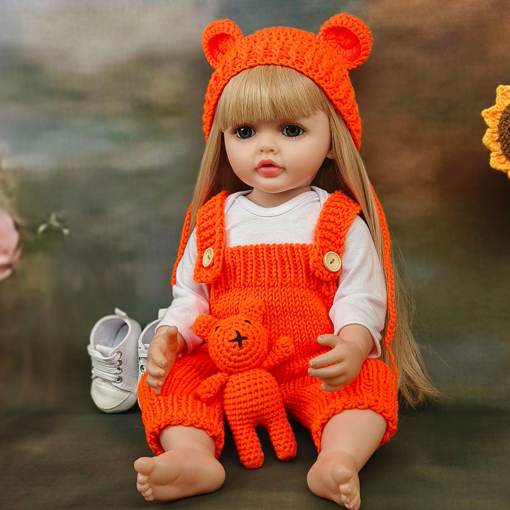 Muñeca Reborn de 22 pulgadas con cuerpo completo de vinilo y sensor de sonido, juguete de compañía interactivo, regalo perfecto para niños y coleccionistas adultos en días especiales