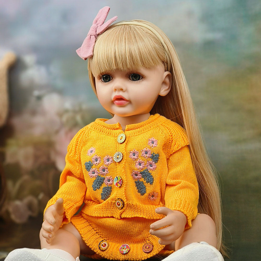 Muñeca Reborn de 22 pulgadas con cuerpo completo de vinilo y sensor de sonido, juguete de compañía interactivo, regalo perfecto para niños y coleccionistas adultos en días especiales