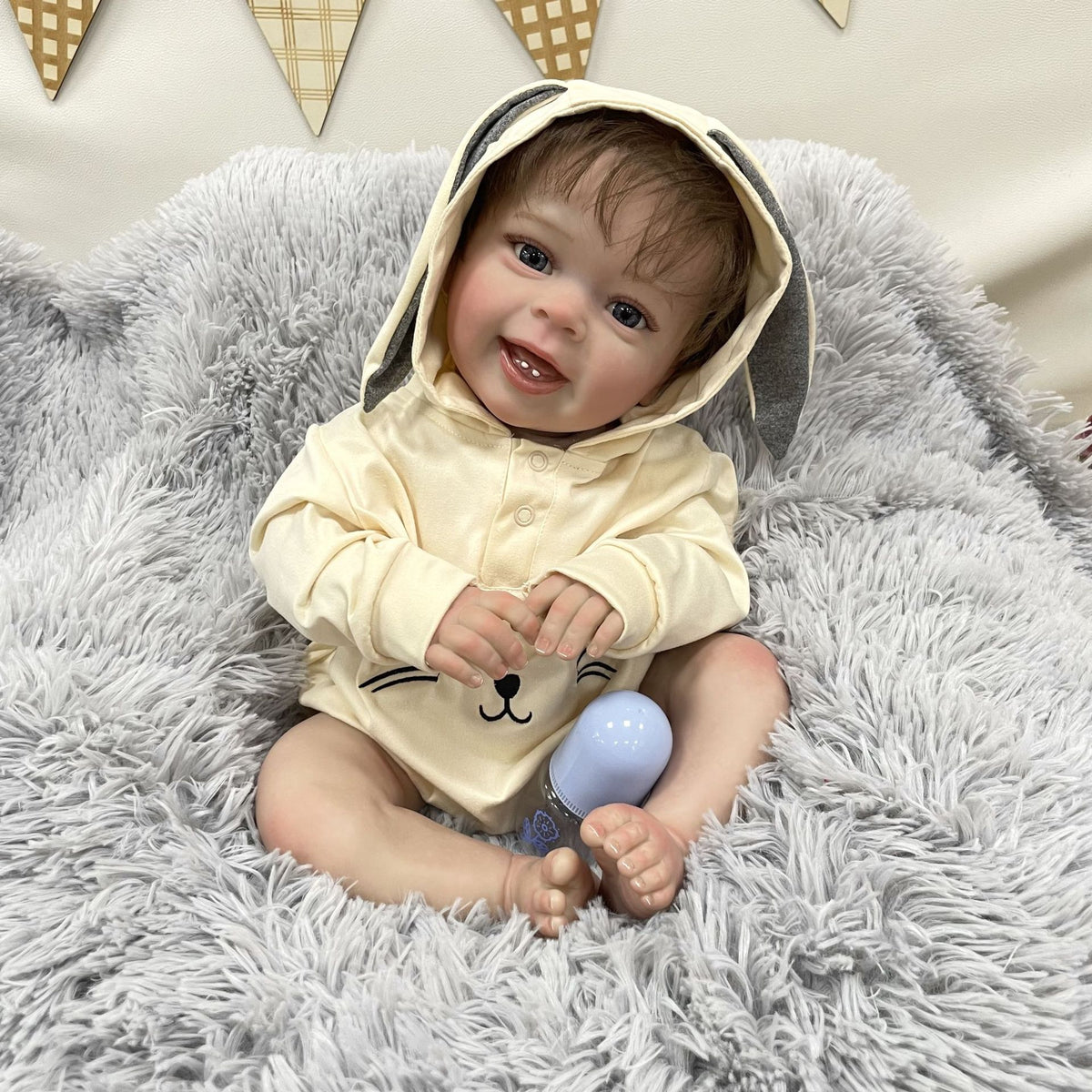Muñeca bebé Reborn de 23 pulgadas de aspecto real con cuerpo de tela, piel 3D realista, muñeca hecha a mano estilo recién nacido para niñas