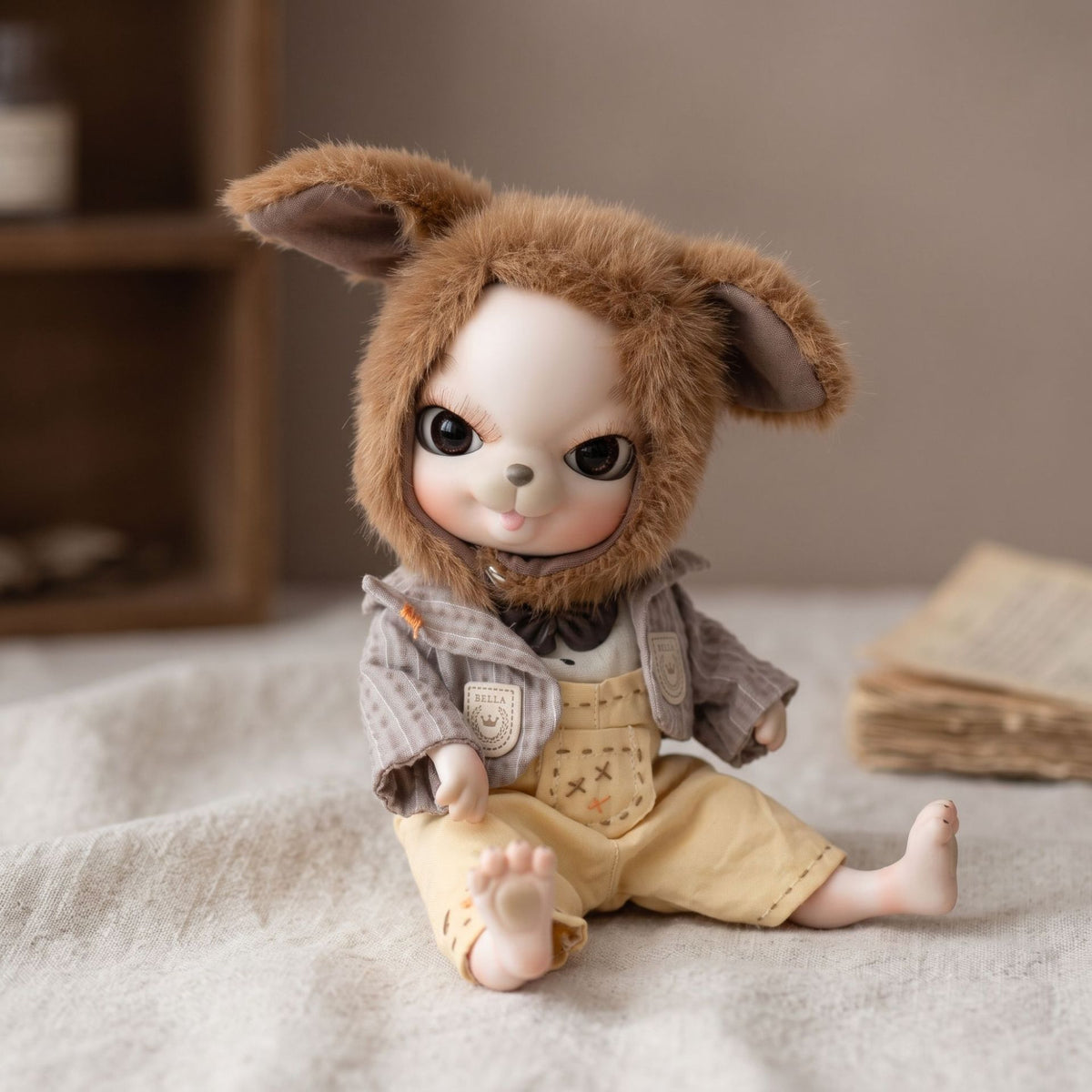 Muñeca articulada (BJD) de cerámica de 10 pulgadas con cuerpo completo, conjunto de felpa, decoración hecha a mano y juguete coleccionable