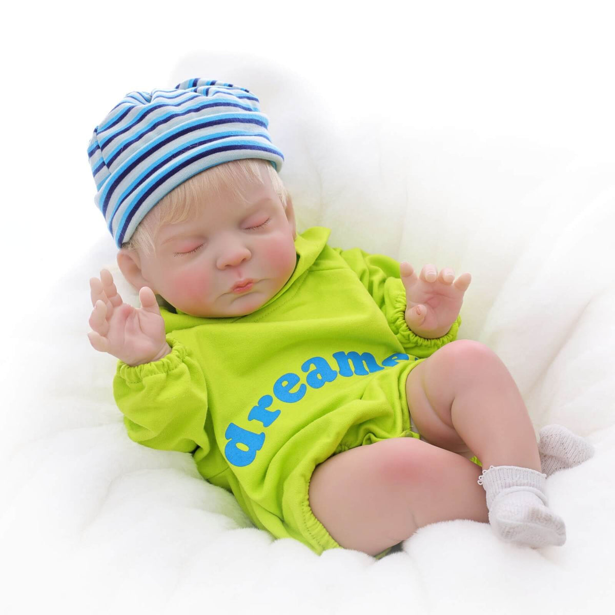 Muñeca Reborn de 24 pulgadas (60 cm) con cuerpo de tela e implante de cabello