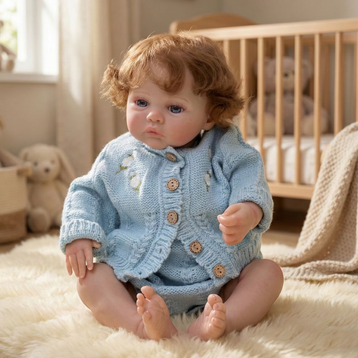Muñeca bebé de simulación Reborn de 45 cm con trasplante de cabello