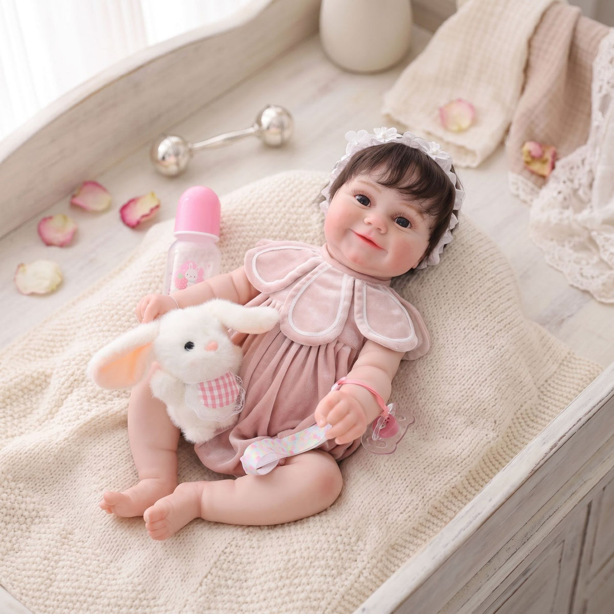 Muñeca Reborn artesanal de 22 pulgadas con piel de venas 3D realista y cuerpo completo de vinilo, regalo de bebé para niñas pequeñas
